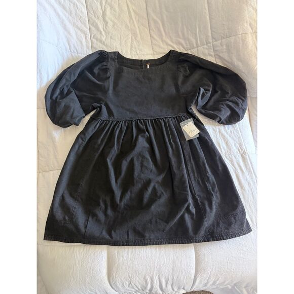 Free People Black Denim Mini Dress – NWT, Size XS - Picture 1 of 5